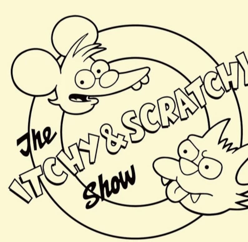 The Itchy Scratchy Show Impresión De Pared De Los Simpson Etsy