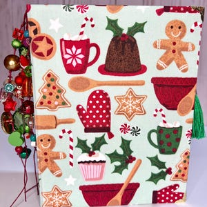 Christmas Junk Journal - Handmade Fabric Covered Christmas journal