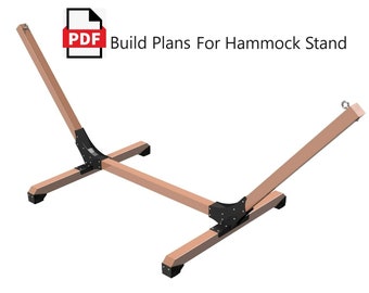 Wood Hammock stand Digital DIY Plans(Metrics), steel brackets plans, with DXF files
