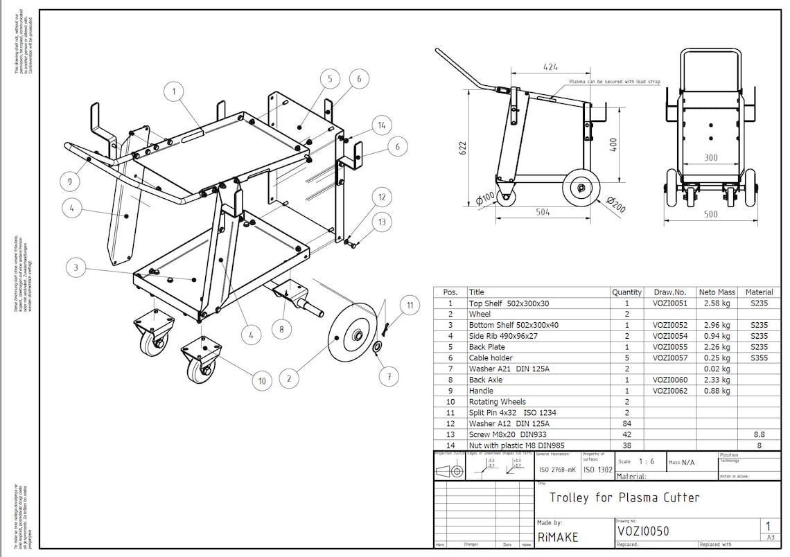 Trolleys Dxf File Trolley, Craft for Hand Plasma Cutter, Plands, DXF, Sheet Metal, Laser ...