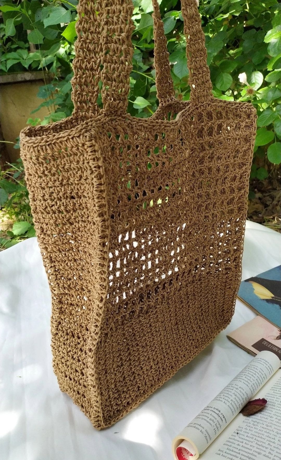 Crochet Raffia Big Shopper Tote Bagbeige Large Summer - Etsy
