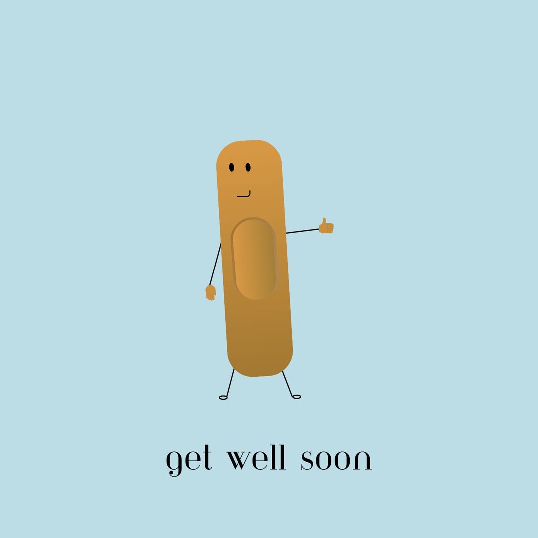 Get Well Soon Card With Bandaid - Etsy
