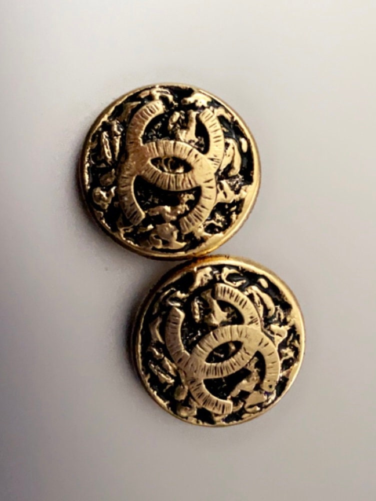 Vintage Black and Gold Chanel Authentic Buttons 