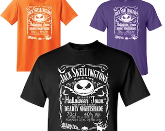 Halloween Theme Park T-Shirts Shirt, NBC Christmas Jack Skellington Funny Whiskey Label