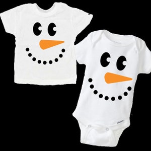 Snowman Winter One Piece Infant Baby Romper or Toddler T-Shirt -Happy Snowman Face