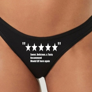 Womens Ladies Thong Panty Underwear - Food Review - Naughty Sexy Panties - Recommend Tasty Delicious 5 Stars - Choose your Color Print
