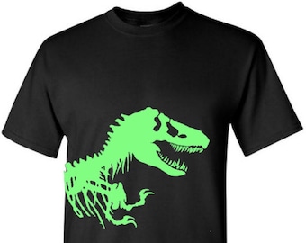 Glow in the Dark Trex Dino Dinosaur T-Shirts Shirt One Piece Romper, Adults & Kids Infant