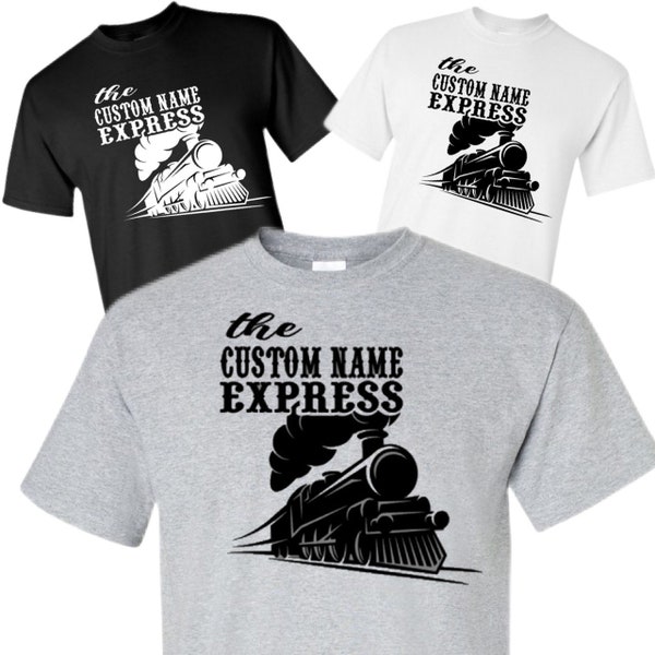 Train Birthday Party Day T-Shirts Shirt - Train Themed - Custom Name Express Shirt, Kids Teen Adult Toddler, Steam Engine