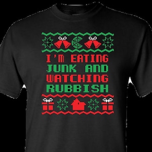 Christmas Movie Themed T-shirt, Sweatshirt One Piece, Home Alone, Adult Kids, Funny Quote, Eating Junk and Watching Rubbish,  ugly sweater