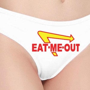 Womens Ladies Thong Panty Underwear - Fast Food Eat Me Out - Naughty Sexy Panties Valentine&#39;s Day Anniversary - In and Out