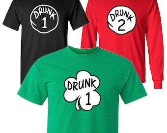 St Patrick&#39;s Day Matching T-Shirt Sweatshirt Hoodie, Drunk 1, Drunk 2, Drunk 3, Custom, Customize,