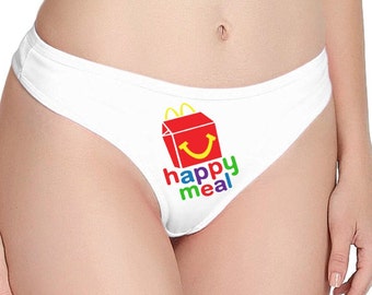 Womens Ladies Thong Panty Underwear - Fast Food Drive Thru - Naughty Sexy Panties - Happy Meal