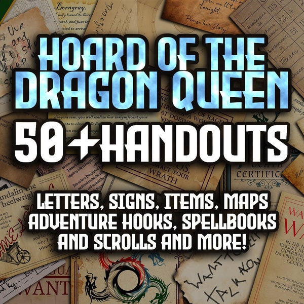 Hoard of the Dragon Queen 50 + D&D Handouts and Assets Bundle - DnD - Dungeons and Dragons - Maps - Greenest - DM Gift - VTT - Printable