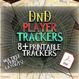 Dungeons and Dragons 5e Player Inventory and Diversen Trackers-set - Invulbare pdf - Valuta - Uitrusting - Quests - Sessienotities - Kaarten