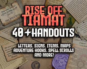 Rise of Tiamat 40 + D&D Handouts en Assets Bundle - DnD - Dungeons and Dragons - Kaarten - Waterdeep - DM Gift - VTT - Afdrukbaar