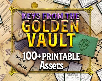 黄金の宝庫からの鍵 D&D 配布資料: 100 種類以上の印刷可能な没入型レター、巻物など! (デジタルダウンロード)