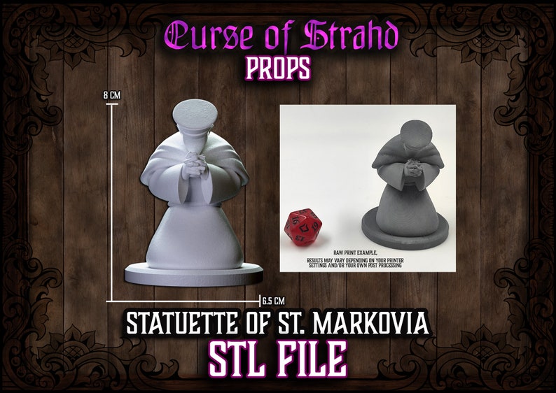 Curse of Strahd 3D Printable Prop Statuette of Saint Markovia STL FILES ONLY DnD Prop image 2