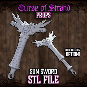 Curse of Strahd 3D Printable Prop - Sunsword Hilt - Dice Holder - STL FILES ONLY -DnD Prop