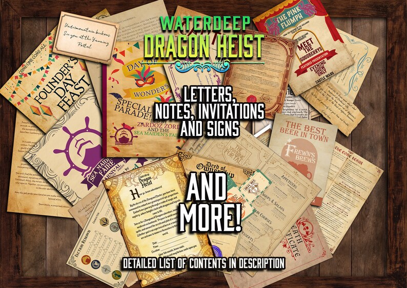 Waterdeep Dragon Heist 140 D&D Handouts and Assets Bundle Dungeons and