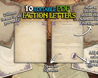 D&D 派閥レターパック: 編集可能な RPG キャンペーン配布資料 (PDF)