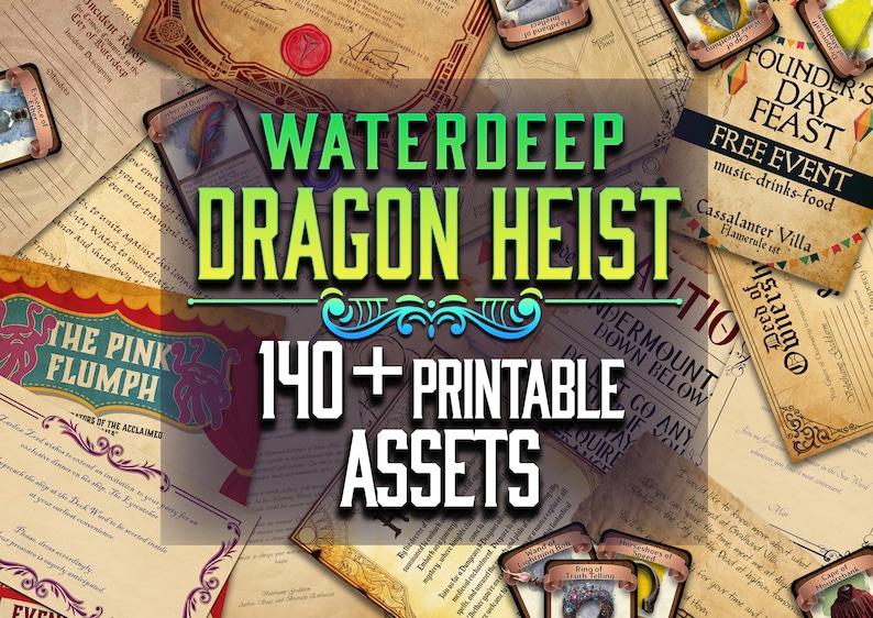 Waterdeep Dragon Heist 140 D&D Handouts and Assets Bundle Dungeons and