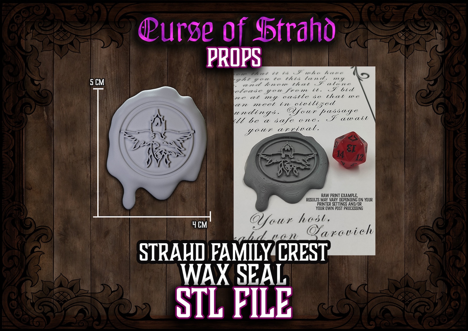 Curse of Strahd 3D Printable Props Set: Sunsword, Ravenkind Symbol (STL ...