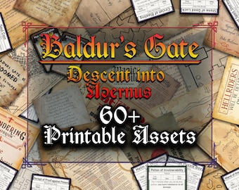 Baldur's Gate アヴェルヌスへの降臨 D&D 配布資料: 60 種類以上の印刷可能な没入型レター、巻物など! (デジタルダウンロード)