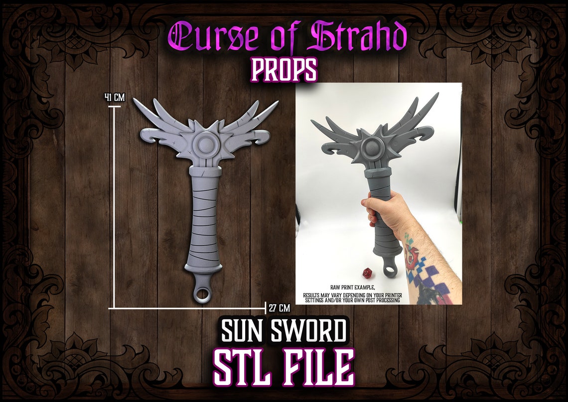 Curse of Strahd 3D Printable Prop Sunsword Hilt Dice Holder STL FILES ...
