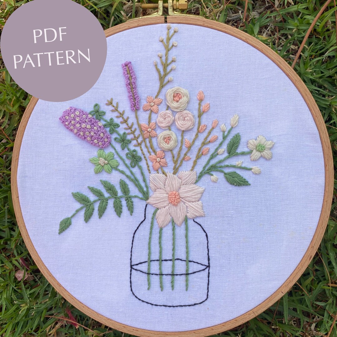 Flower Bouquet Embroidery Pattern Etsy