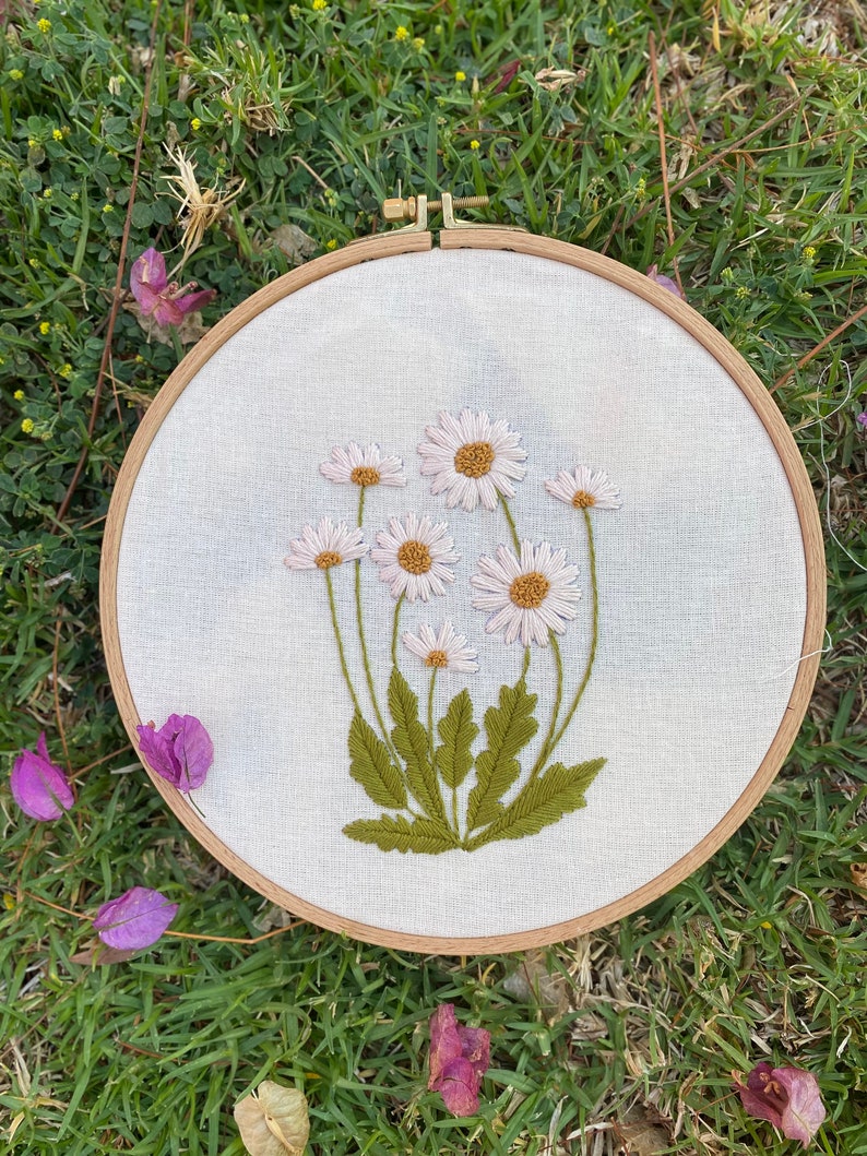 Daisies Embroidery Beginner Pattern Pdf Wild Daisies Design Etsy