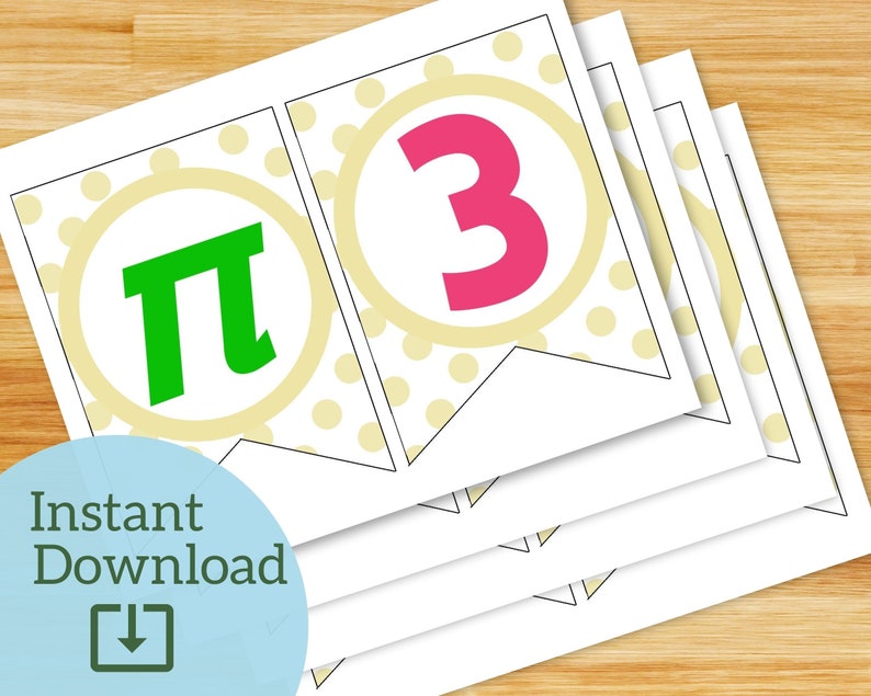 Pi Day Printable Banner INSTANT DOWNLOAD Etsy