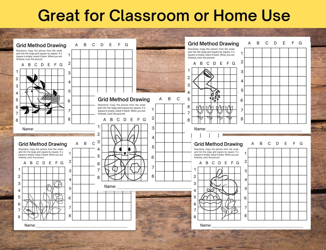 Printable Easter Grid Art Activity Coloring Page Classroom Math ...