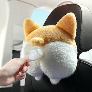 Lindo porta pañuelos colgante con trasero de Corgi • Estuche para pañuelos • Accesorio para el auto • Decoración del hogar • Estuche para servilletas • Servilletero • Corgi • Lindo porta pañuelos