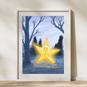 Póster de Estrella Bailarina – Lámina artística dibujada a mano para habitación de bebé y niño – Cuadro mural A4 – Regalo de nacimiento o bautizo