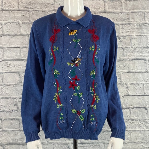 Vintage Alfred Dunner Embroidery Christmas Sweater