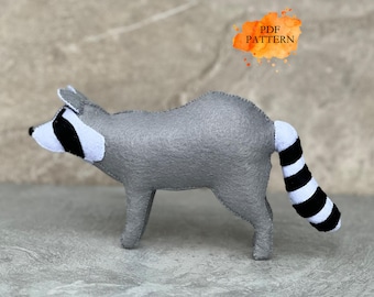 Felt Raccoon *2 sizes* Digital Sewing Pattern PDF Woodland Stuffed Animals