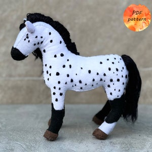 Felt White Horse with Spots Digital Sewing Pattern PDF Farm Animals