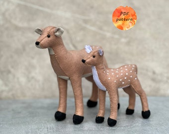 Felt Deer Doe and Fawn *2 patterns* Sewing Pattern PDF Woodland Stuffed Animals Christmas