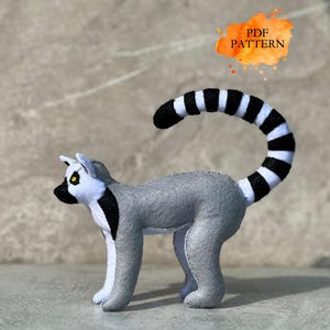 Modello di cucito in feltro per lemure PDF Animali di peluche della giungla