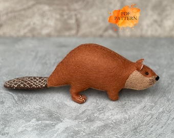 Felt Beaver *2 sizes*  Digital Sewing Pattern PDF * Woodland Stuffed Animals