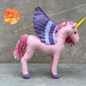 Felt  Pegasus Unicorn Pegacorn Sewing Pattern PDF