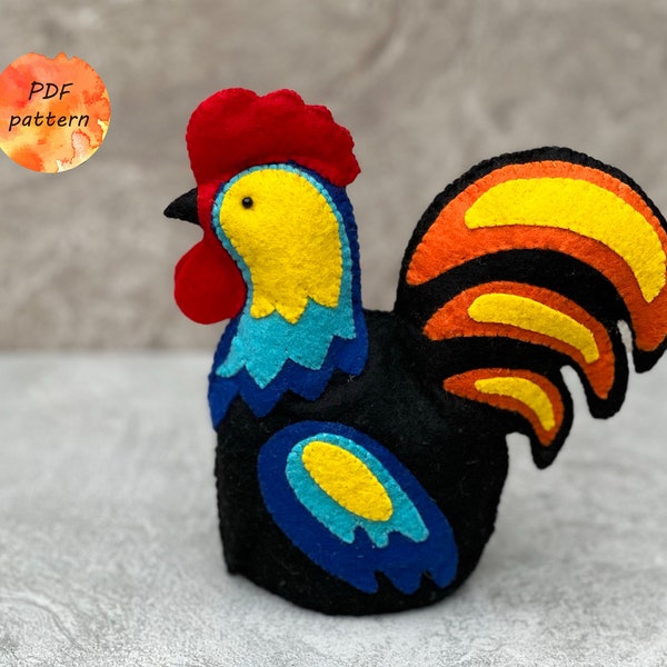 Felt Rooster Egg Cosy Sewing Pattern PDF Folk Art Easter Ornament Easy DIY Egg Holder