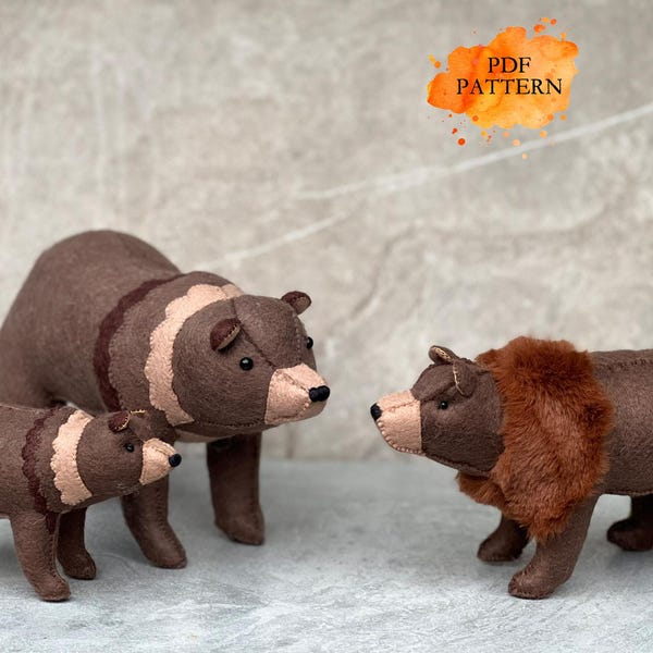 Filz-Grizzlybär * Digitales Schnittmuster: Waldtier (PDF-Schnittmuster)