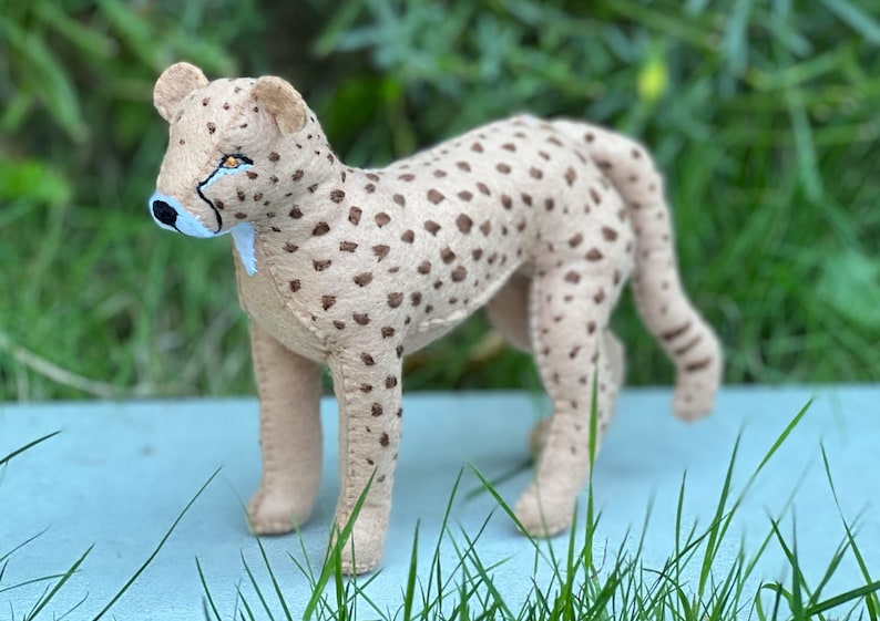 Felt Cheetah Sewing Pattern PDF Safari Stuffed Animals Toy Etsy