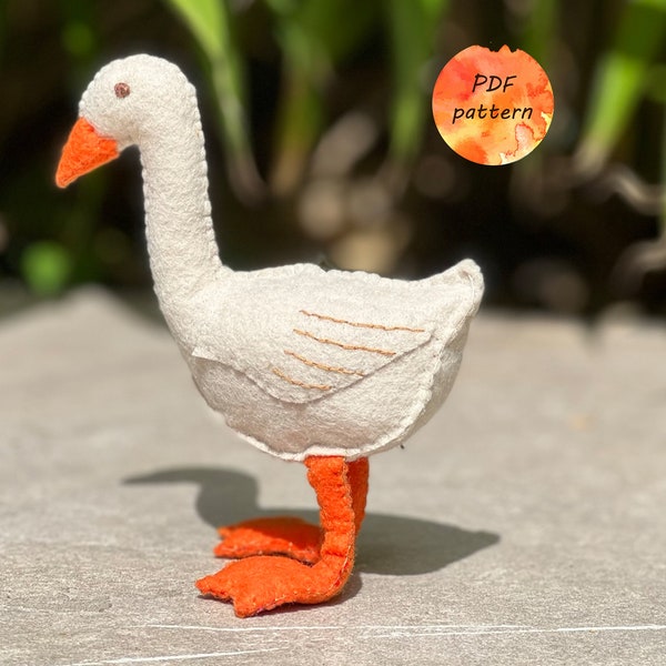 Felt Goose Sewing Pattern PDF Small Farm Animals Stuffed Animals Toy Ornament Gift