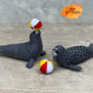Foca de fieltro *2 posiciones* con bola* Animales árticos * Patrón de costura digital en PDF