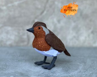 Filz Robin Rotkehlchen * Digitales Schnittmuster PDF * Filz Vögelchen