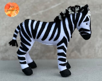Felt Zebra Sewing Pattern PDF Safari Stuffed Animals
