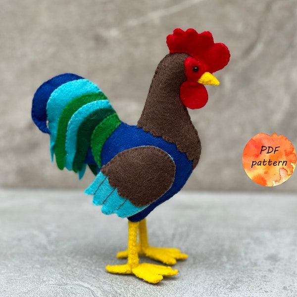 Feutre coq patron de couture PDF oiseaux peluches jouet ornement cadeau