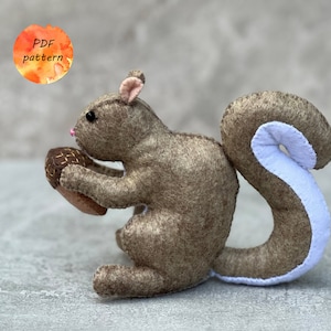 Felt Squirrel Sewing Pattern PDF Woodland Stuffed Animals Christmas Ornament